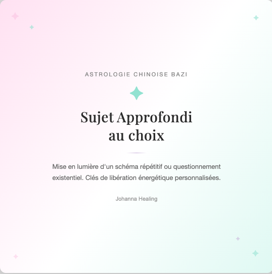 Un sujet approfondi au choix avec des outils de libération énergétique